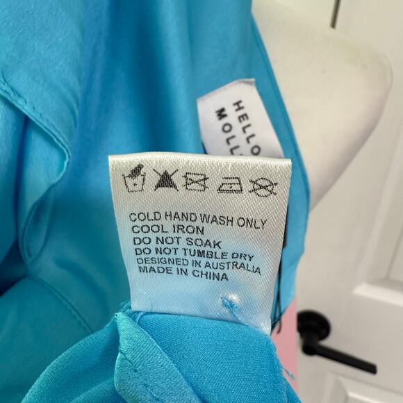 Hello Molly New Women's Blue Satin One Shoulder Cut Out Mini Dress Size 4 - Picture 7 of 14